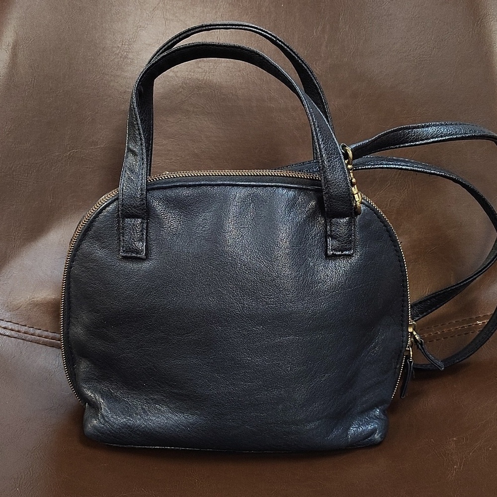Valerie Stevens Crossbody Satchel Bag Black Zip Around Detachable Strap Vintage - Picture 5 of 12